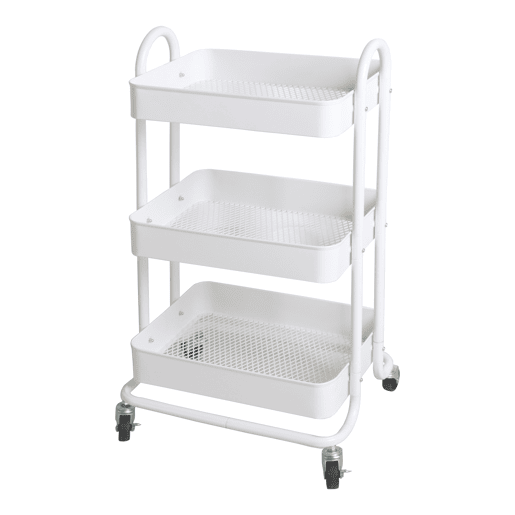 Carrinho de serviço Pyhäjoki com 3 cestos de aço 79 x 46 x 35 cm - Branco mate en.casa