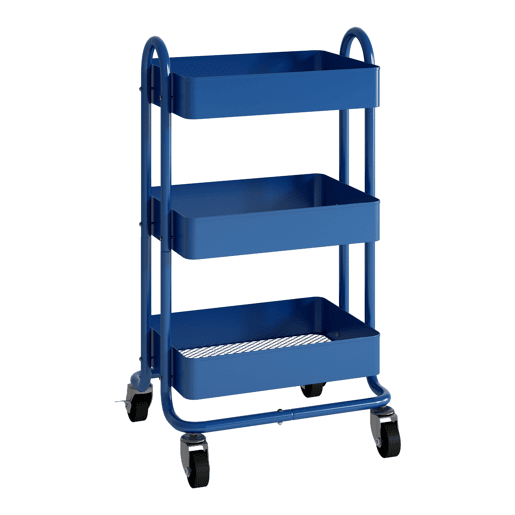 Carrinho de serviço Pyhäjoki com 3 cestos de aço 79 x 46 x 35 cm - Azul en.casa