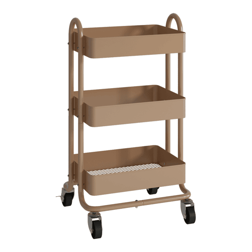Carrinho de serviço Pyhäjoki com 3 cestos de aço 79 x 46 x 35 cm - Castanho claro en.casa