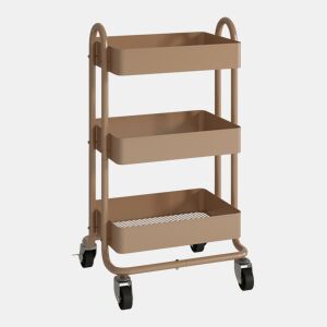 Carrinho de serviço Pyhäjoki com 3 cestos de aço 79 x 46 x 35 cm - Castanho claro en.casa