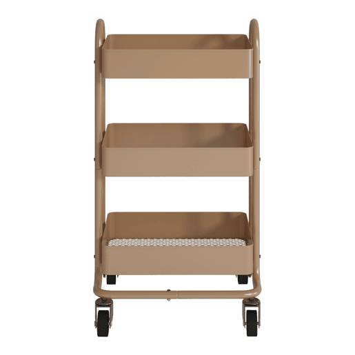 Carrinho de serviço Pyhäjoki com 3 cestos de aço 79 x 46 x 35 cm - Castanho claro en.casa