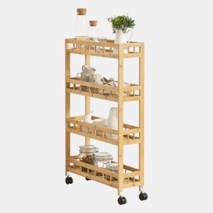 Carrinho de serviço Pyhäjoki com rodas bambuplástico 96 x 60 x 18 cm natural en.casa