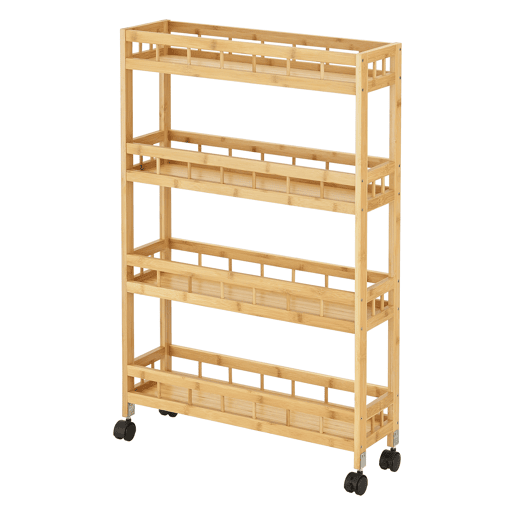 Carrinho de serviço Pyhäjoki com rodas bambuplástico 96 x 60 x 18 cm natural en.casa