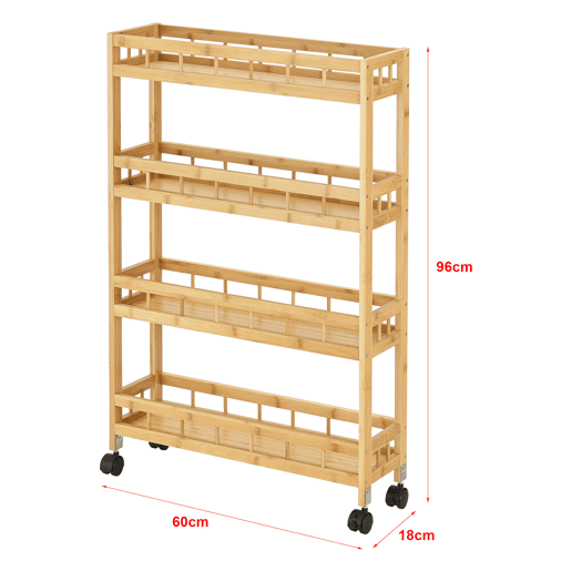 Carrinho de serviço Pyhäjoki com rodas bambuplástico 96 x 60 x 18 cm natural en.casa