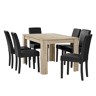 Mesa de jantar + 6 cadeiras Forssa MDF e couro sintético 140x90x77cm - Carvalho claro + Preto en.casa