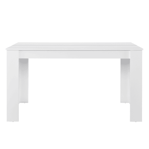 Mesa de jantar + 6 cadeiras Forssa MDF e couro sintético 140x90x77 cm - Branco + Cinzento escuro en.casa
