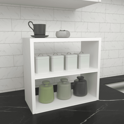 Prateleira de cozinha Hjo 2 níveis aglomerado 40 x 44 x 20 cm branco en.casa