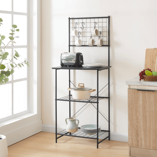Prateleira de cozinha Nibe metal  aglomerado 150 x 60 x 42 cm Preto  Mármore preto en.casa