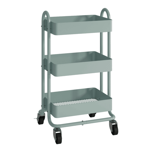 Carrinho de serviço Pyhäjoki com 3 cestos de aço 79 x 46 x 35 cm - Verde menta en.casa