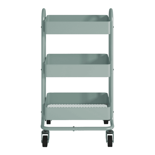 Carrinho de serviço Pyhäjoki com 3 cestos de aço 79 x 46 x 35 cm - Verde menta en.casa