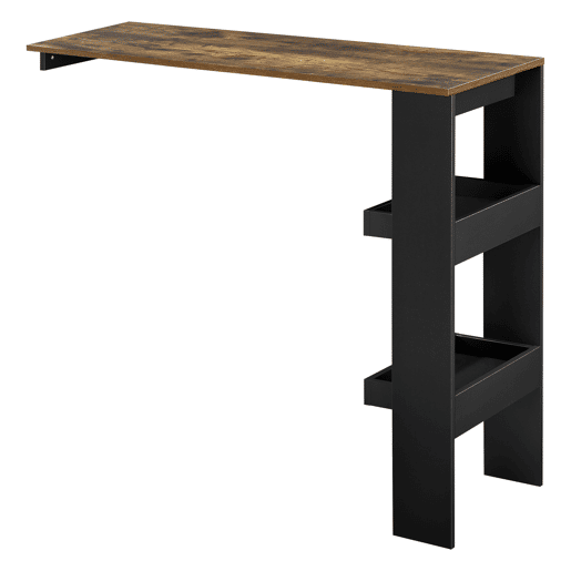 Mesa de bar Bromölla de parede - 2 prateleiras em aglomerado 120 x 45 x 106 cm Preto e Carvalho Escuro en.casa