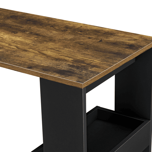 Mesa de bar Bromölla de parede - 2 prateleiras em aglomerado 120 x 45 x 106 cm Preto e Carvalho Escuro en.casa