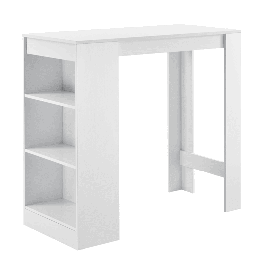 Mesa de bar Kouvola com 3 prateleiras em aglomerado 110 x 50 x 103 cm - Branco en.casa