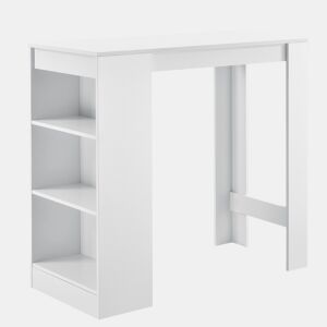 Mesa de bar Kouvola com 3 prateleiras em aglomerado 110 x 50 x 103 cm - Branco en.casa
