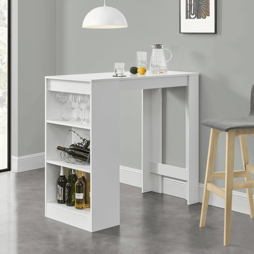Mesa de bar Kouvola com 3 prateleiras em aglomerado 110 x 50 x 103 cm - Branco en.casa