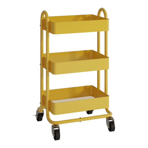 Carrinho de serviço Pyhäjoki com 3 cestos de aço 79 x 46 x 35 cm - Amarelo en.casa