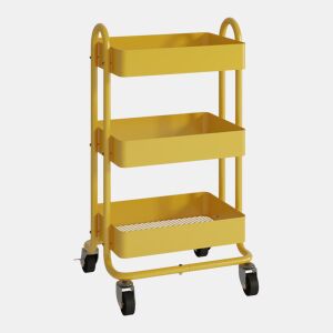 Carrinho de serviço Pyhäjoki com 3 cestos de aço 79 x 46 x 35 cm - Amarelo en.casa