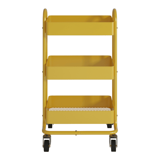 Carrinho de serviço Pyhäjoki com 3 cestos de aço 79 x 46 x 35 cm - Amarelo en.casa