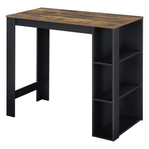 Mesa de bar Danderyd com 3 prateleiras 120x60x106 cm Preto  Carvalho escuro en.casa
