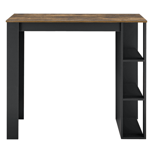 Mesa de bar Danderyd com 3 prateleiras 120x60x106 cm Preto  Carvalho escuro en.casa