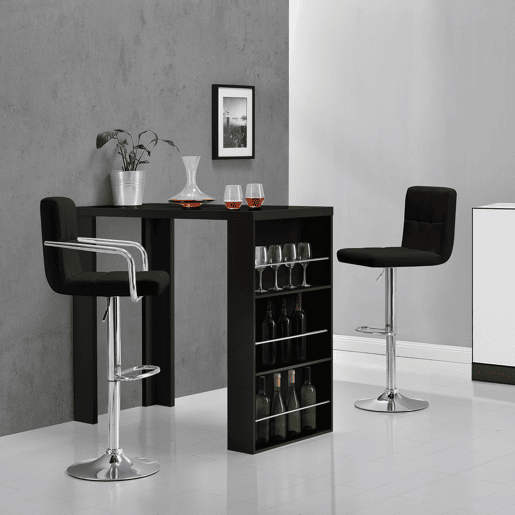 Mesa de bar Bonn aglomerado com 3 prateleiras 117x57x107 cm - Preto en.casa