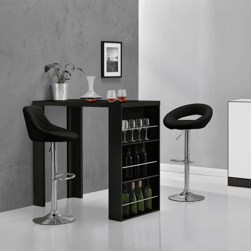 Mesa de bar Bonn aglomerado com 3 prateleiras 117x57x107 cm - Preto en.casa
