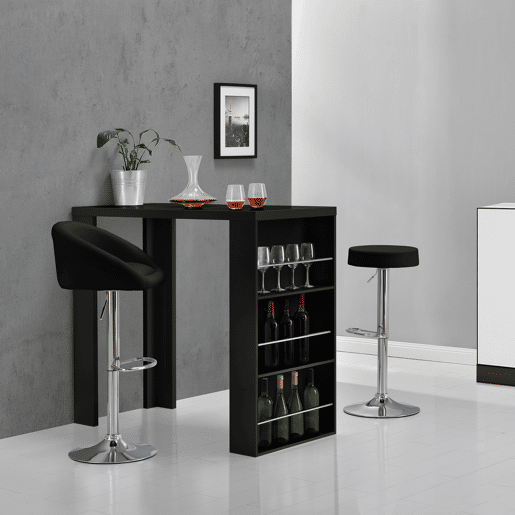 Mesa de bar Bonn aglomerado com 3 prateleiras 117x57x107 cm - Preto en.casa