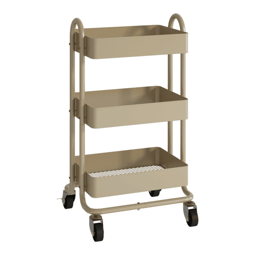 Carrinho de serviço Pyhäjoki com 3 cestos de aço 79 x 46 x 35 cm - Cor camelo en.casa