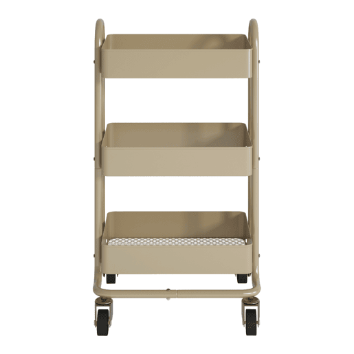 Carrinho de serviço Pyhäjoki com 3 cestos de aço 79 x 46 x 35 cm - Cor camelo en.casa