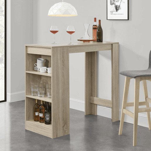 Mesa de bar Kouvola com 3 prateleiras em aglomerado 110 x 50 x 103 cm - Efeito carvalho en.casa