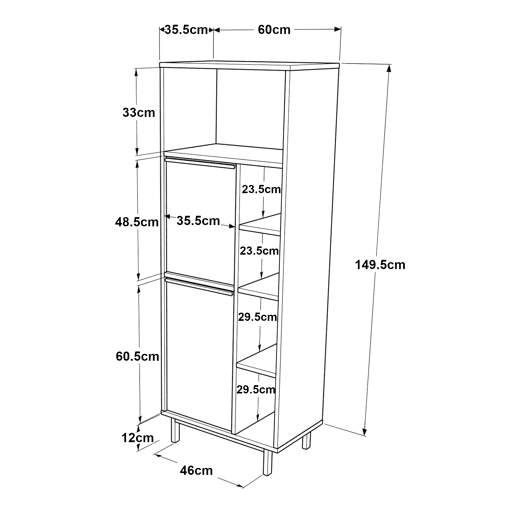 Armário de cozinha Vesanto com 5 compartimentos abertos 162x60x36 cm - Branco en.casa
