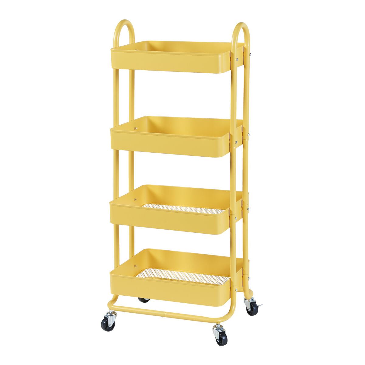 Carro de servicio pyhäntä con 4 cestas acero 104x46x35 cm - amarillo [en.casa]