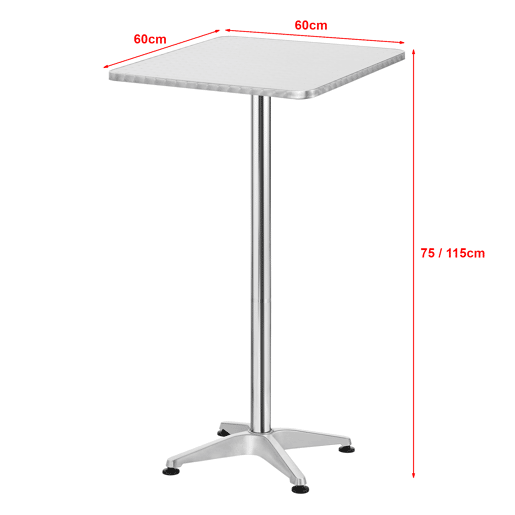 Mesa de bar e bistrô Järpen ajustável em altura 75-115 x 60 x 60 cm alumínio MDF prata en.casa