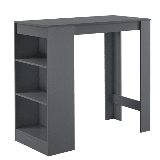 Mesa de bar Kouvola com 3 prateleiras em aglomerado 110 x 50 x 103 cm - Cinzento escuro en.casa