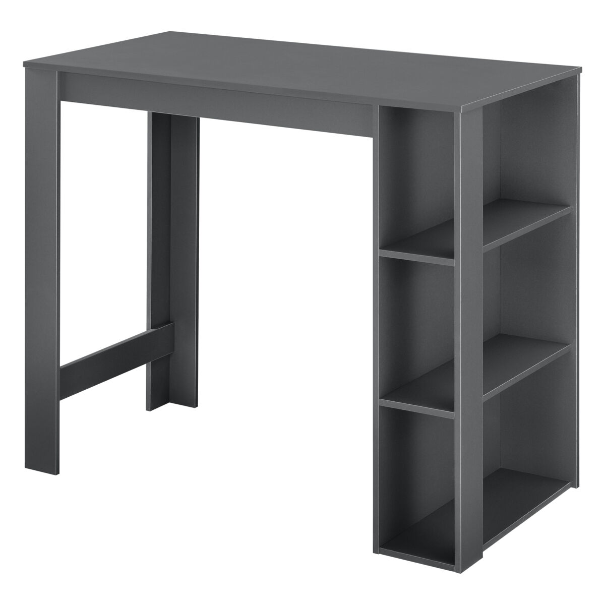 mesa de bar danderyd con 3 estantes aglomerado 120x60x106 cm - gris oscuro encasa