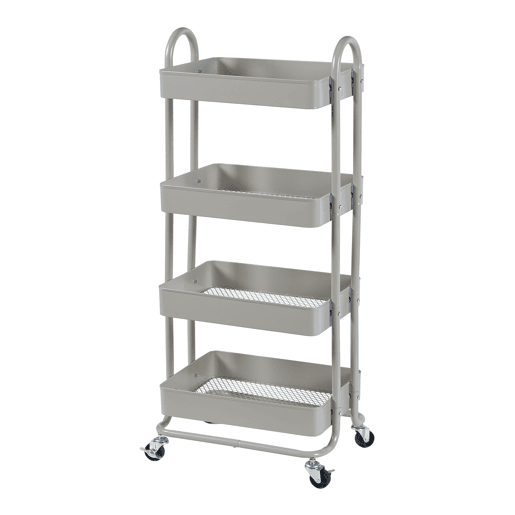 Carrinho de serviço Pyhäntä com 4 cestos de aço 104x46x35 cm - Cor camel en.casa