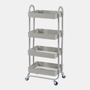 Carrinho de serviço Pyhäntä com 4 cestos de aço 104x46x35 cm - Cor camel en.casa