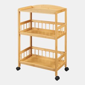 Carrinho de serviço Huddinge 3 níveis bambu 80x53x30cm - Natural en.casa