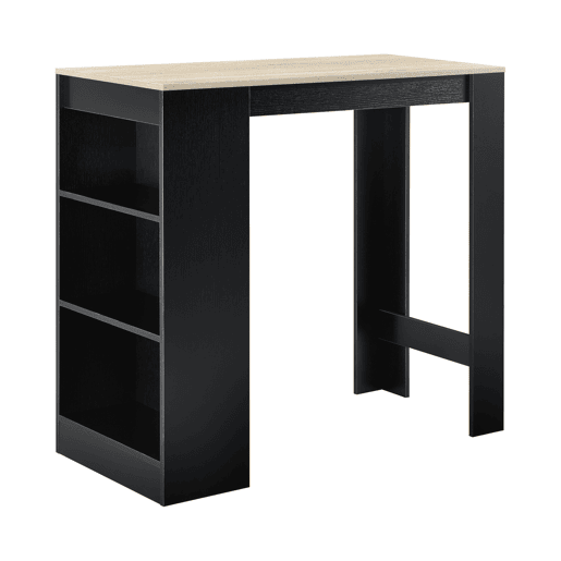 Mesa de bar Kouvola com 3 prateleiras em aglomerado 110 x 50 x 103 cm - Preto  Efeito carvalho en.casa