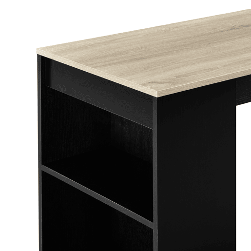 Mesa de bar Kouvola com 3 prateleiras em aglomerado 110 x 50 x 103 cm - Preto  Efeito carvalho en.casa