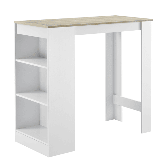 Mesa de bar Kouvola com 3 prateleiras em aglomerado 110 x 50 x 103 cm - Branco  Efeito carvalho en.casa