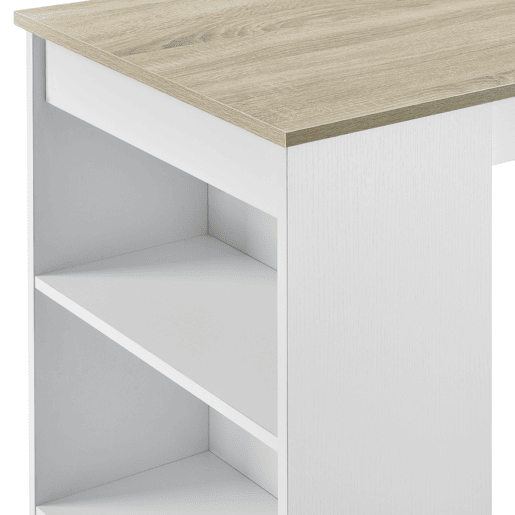 Mesa de bar Kouvola com 3 prateleiras em aglomerado 110 x 50 x 103 cm - Branco  Efeito carvalho en.casa