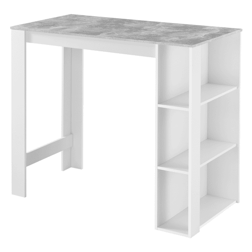Mesa de bar Danderyd com 3 prateleiras 120x60x106 cm Branco  Aspeto de betão en.casa