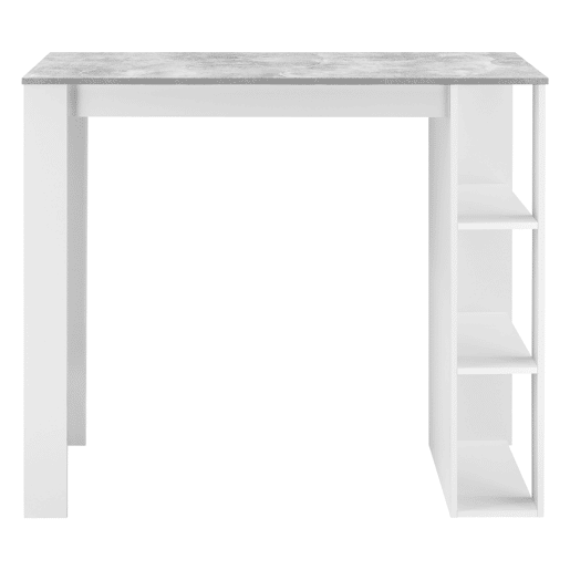 Mesa de bar Danderyd com 3 prateleiras 120x60x106 cm Branco  Aspeto de betão en.casa