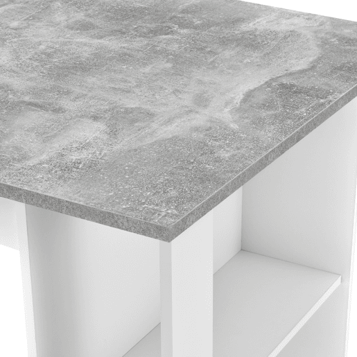 Mesa de bar Danderyd com 3 prateleiras 120x60x106 cm Branco  Aspeto de betão en.casa