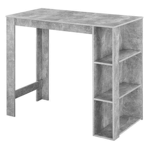 Mesa de bar Danderyd com 3 prateleiras 120x60x106 cm Aspeto de betão en.casa