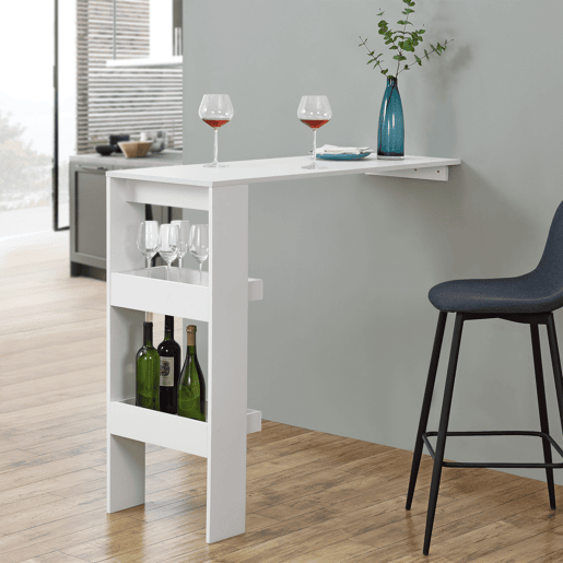 Mesa de bar Bromölla de parede com 2 prateleiras em aglomerado 120 x 45 x 106 cm Branco en.casa