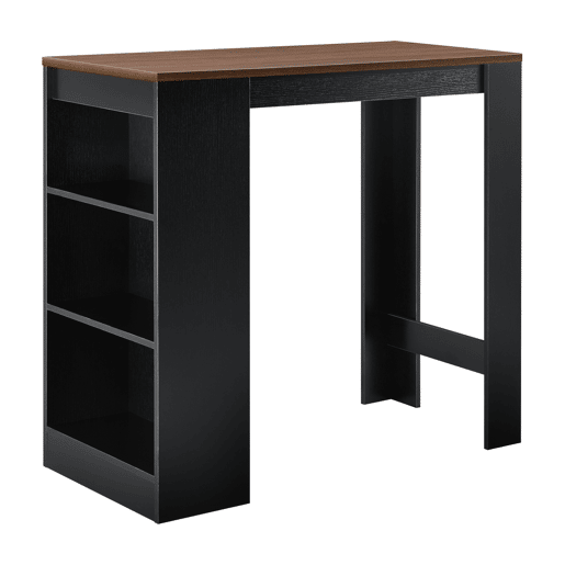 Mesa de bar Kouvola com 3 prateleiras em aglomerado 110 x 50 x 103 cm - Preto  Efeito nogueira en.casa