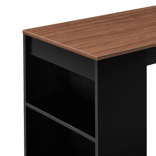 Mesa de bar Kouvola com 3 prateleiras em aglomerado 110 x 50 x 103 cm - Preto  Efeito nogueira en.casa
