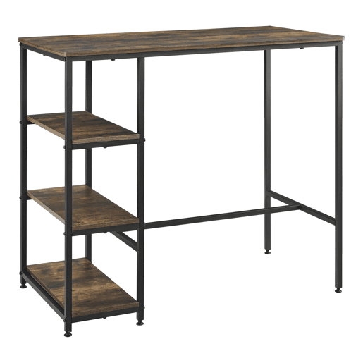 Mesa de bar Växjö com 3 prateleiras 100 x 109 x 60 cm Preto e efeito de madeira escura Tone en.casa